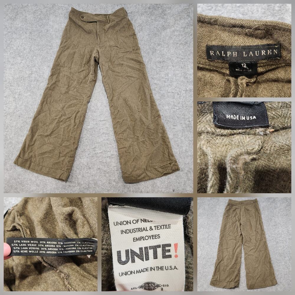 VTG Ralph Lauren Black Label Womens 12 Virgin Wool Angora Cashgora Flare Pants